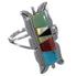 Genuine Sterling Silver Multicolor Inlay Ring Size 7-1/4 EX44316